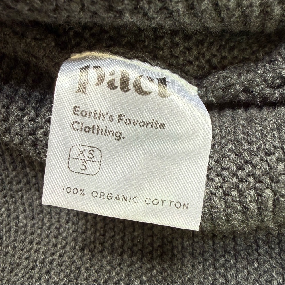 Pact Organic Cotton Hooded Open Front Cardigan with Pockets in Charcoal Gray - Picture 11 of 11